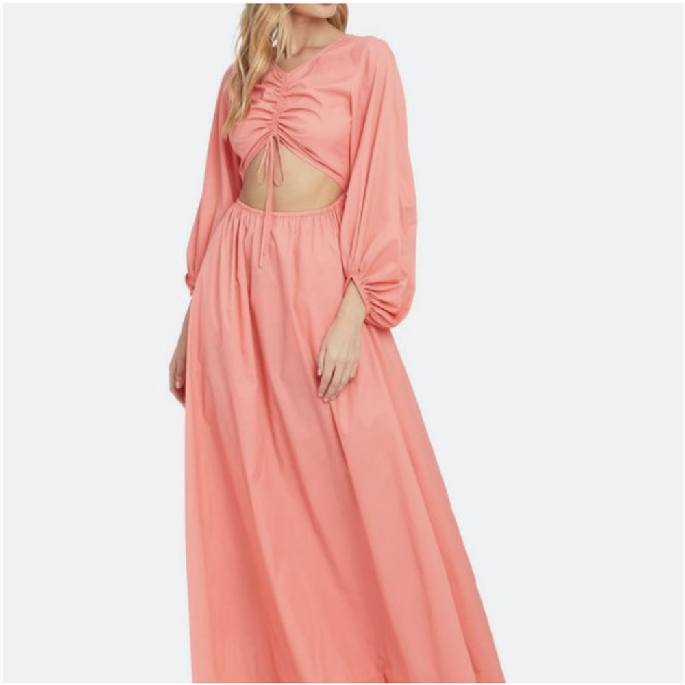 Staud 'Tangier' Coral Ruched Front Maxi Dress Size Large